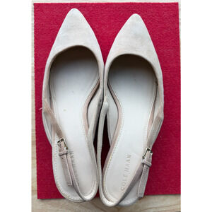 COLE HAAN Slingback kitten heel Suede beige Comfort pump sandal Pointed toe -8